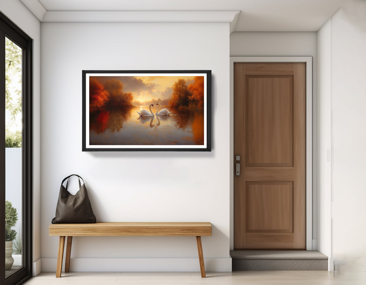 Romantic Swans at Sunset Black love wall art view 71