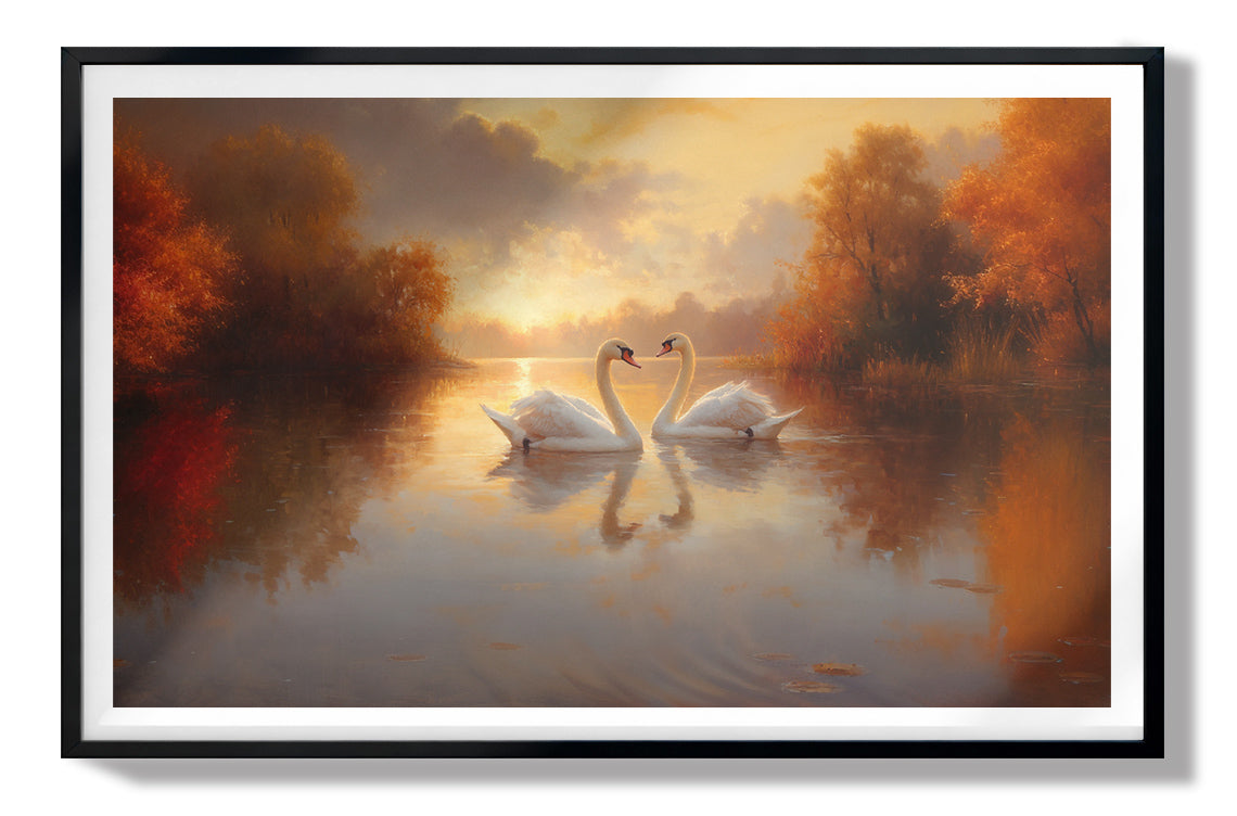 Romantic Swans at Sunset Black love wall art view 67