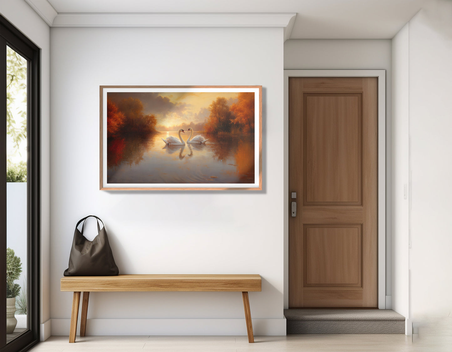 Romantic Swans at Sunset Black love wall art view 83