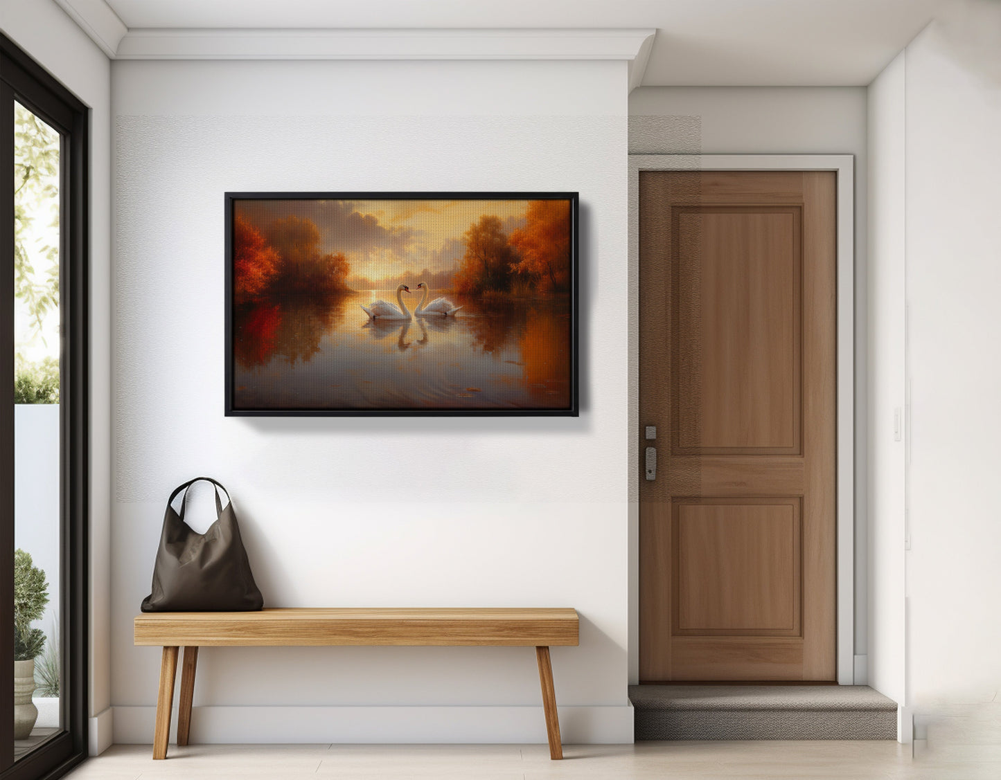 Romantic Swans at Sunset Black love wall art view 29
