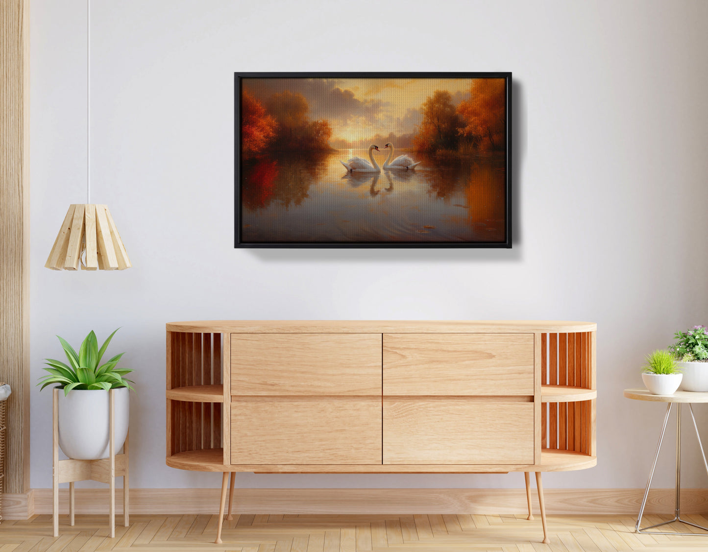 Romantic Swans at Sunset Black love wall art view 26