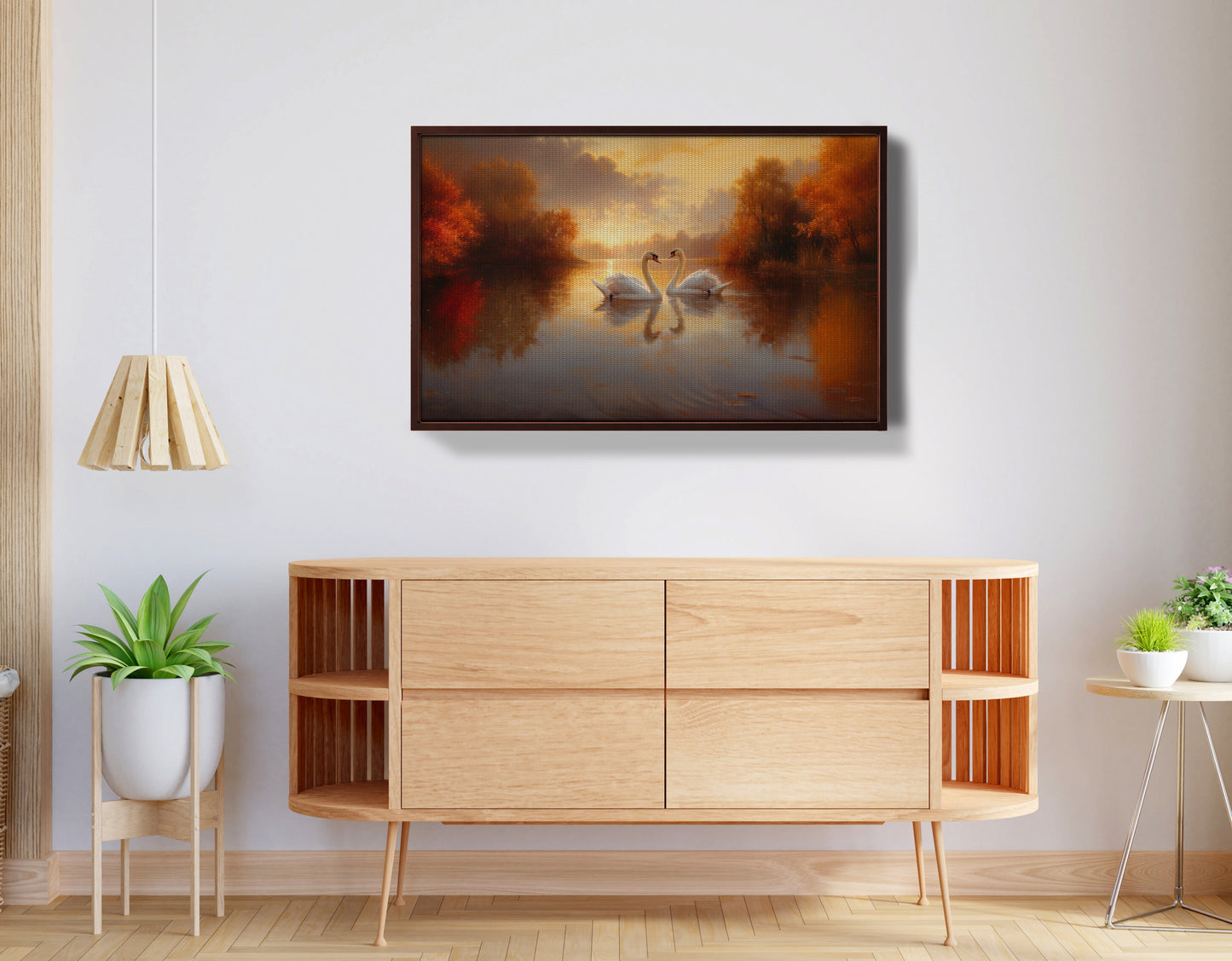 Romantic Swans at Sunset Black love wall art view 32