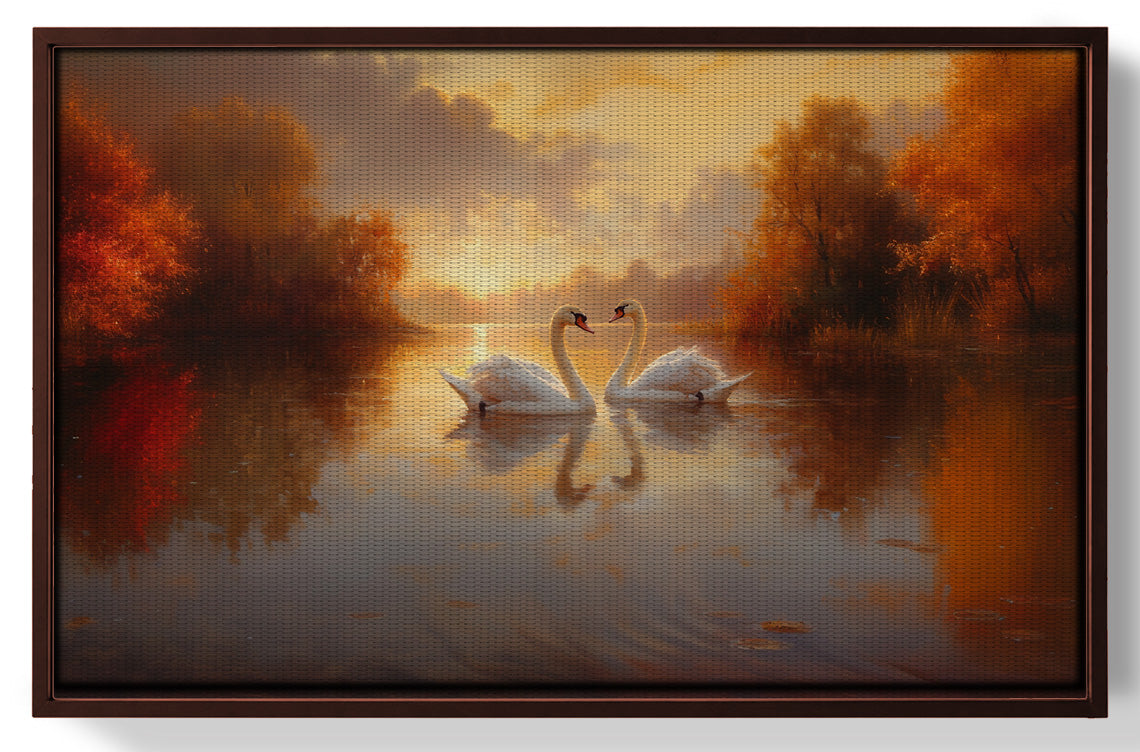 Romantic Swans at Sunset Black love wall art view 31