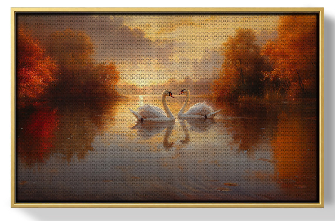 Romantic Swans at Sunset Black love wall art view 37