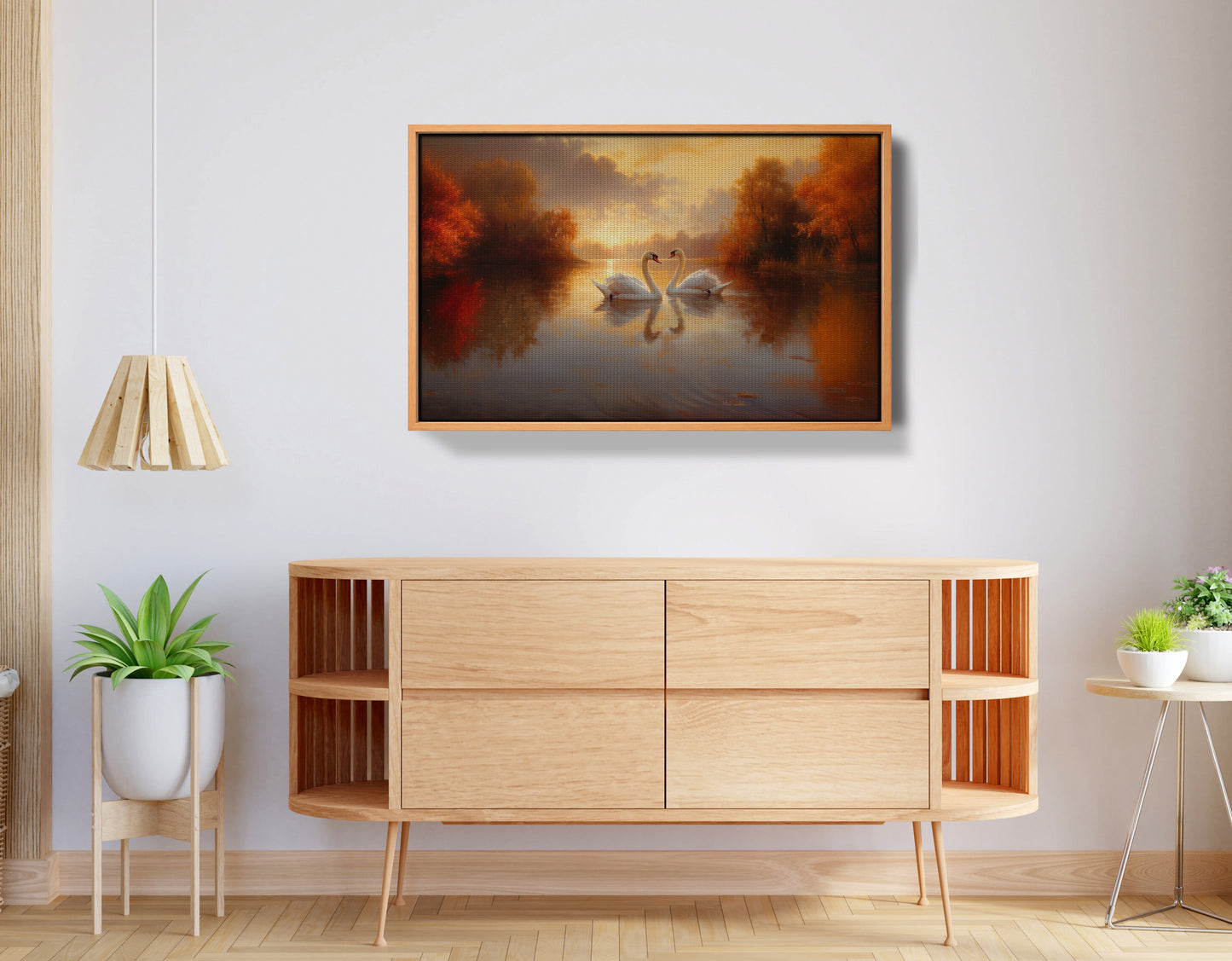 Romantic Swans at Sunset Black love wall art view 44