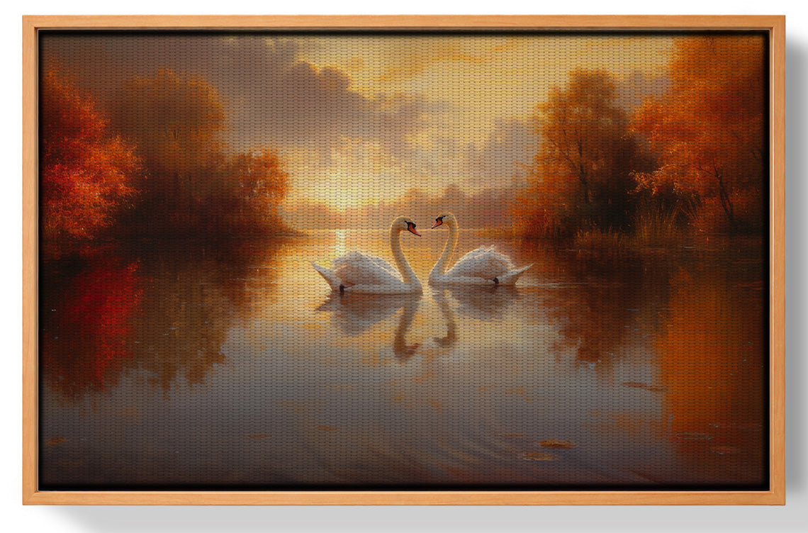 Romantic Swans at Sunset Black love wall art view 43