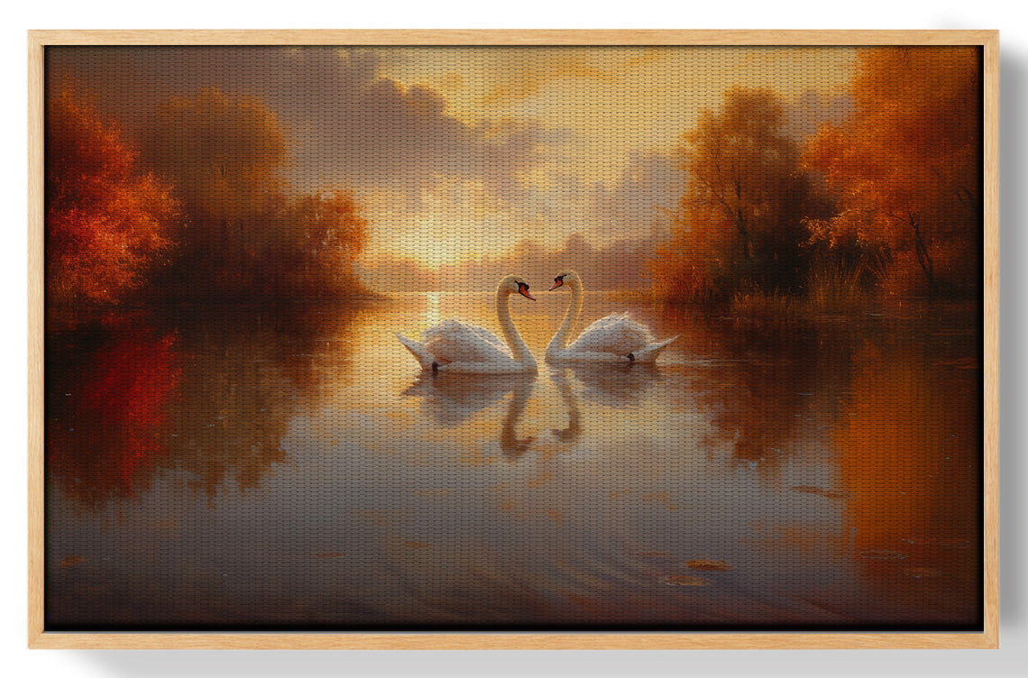 Romantic Swans at Sunset Black love wall art view 49