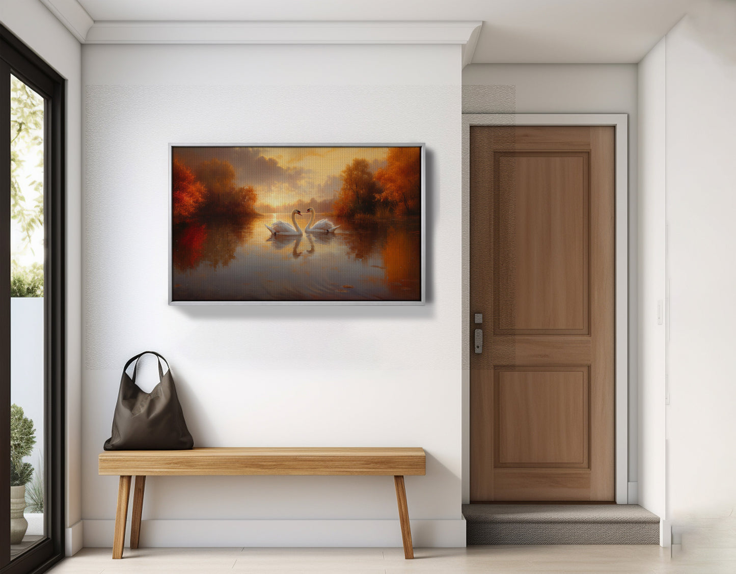 Romantic Swans at Sunset Black love wall art view 59