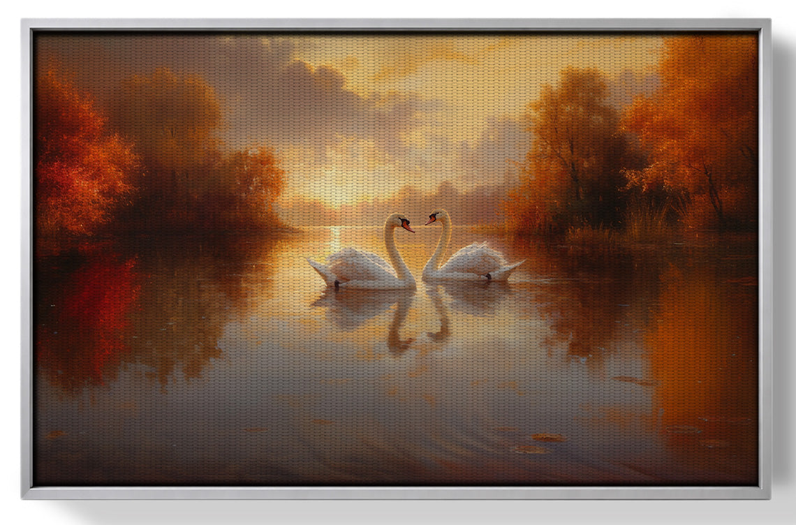Romantic Swans at Sunset Black love wall art view 55