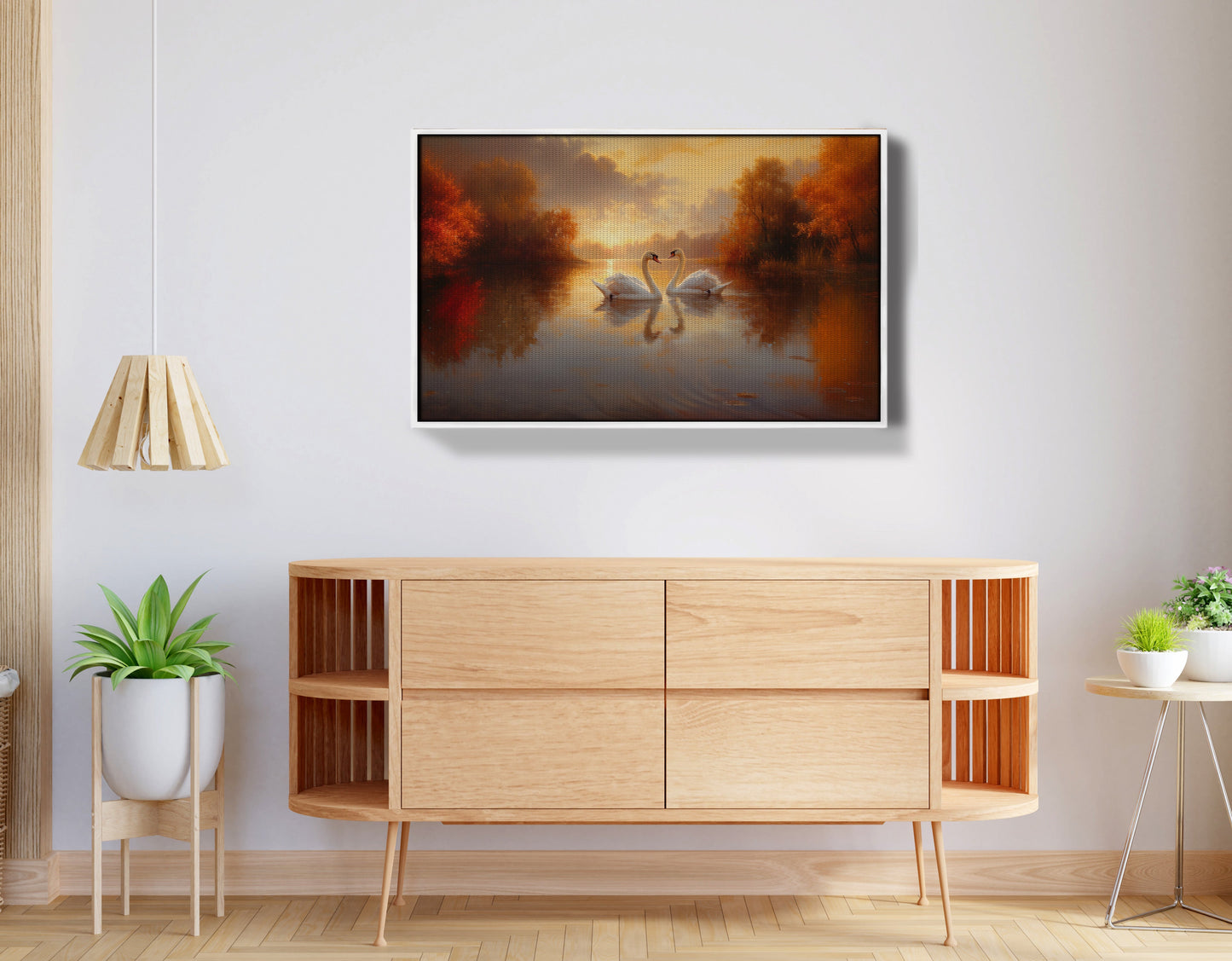 Romantic Swans at Sunset Black love wall art view 62