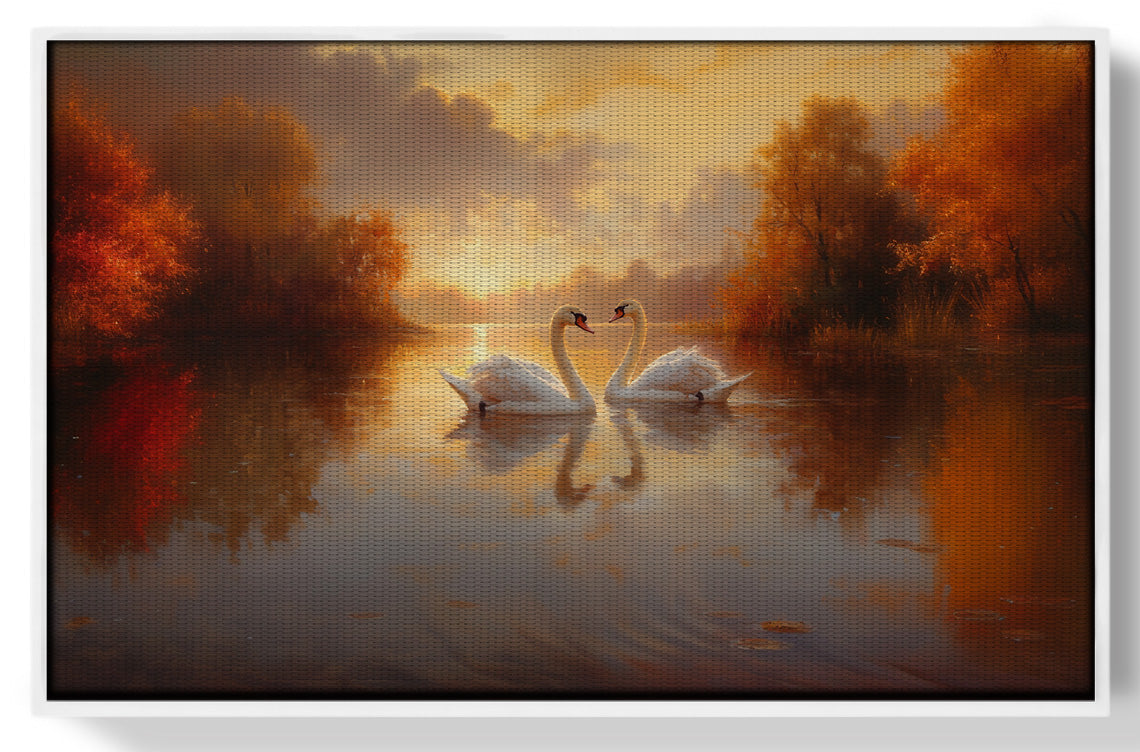 Romantic Swans at Sunset Black love wall art view 61