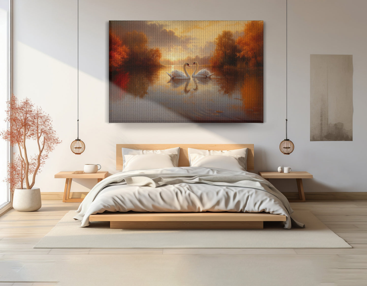 Romantic Swans at Sunset Black love wall art view 15