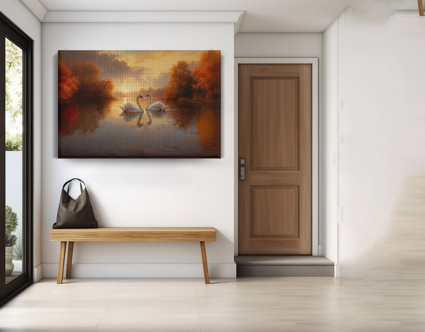 Romantic Swans at Sunset Black love wall art view 17