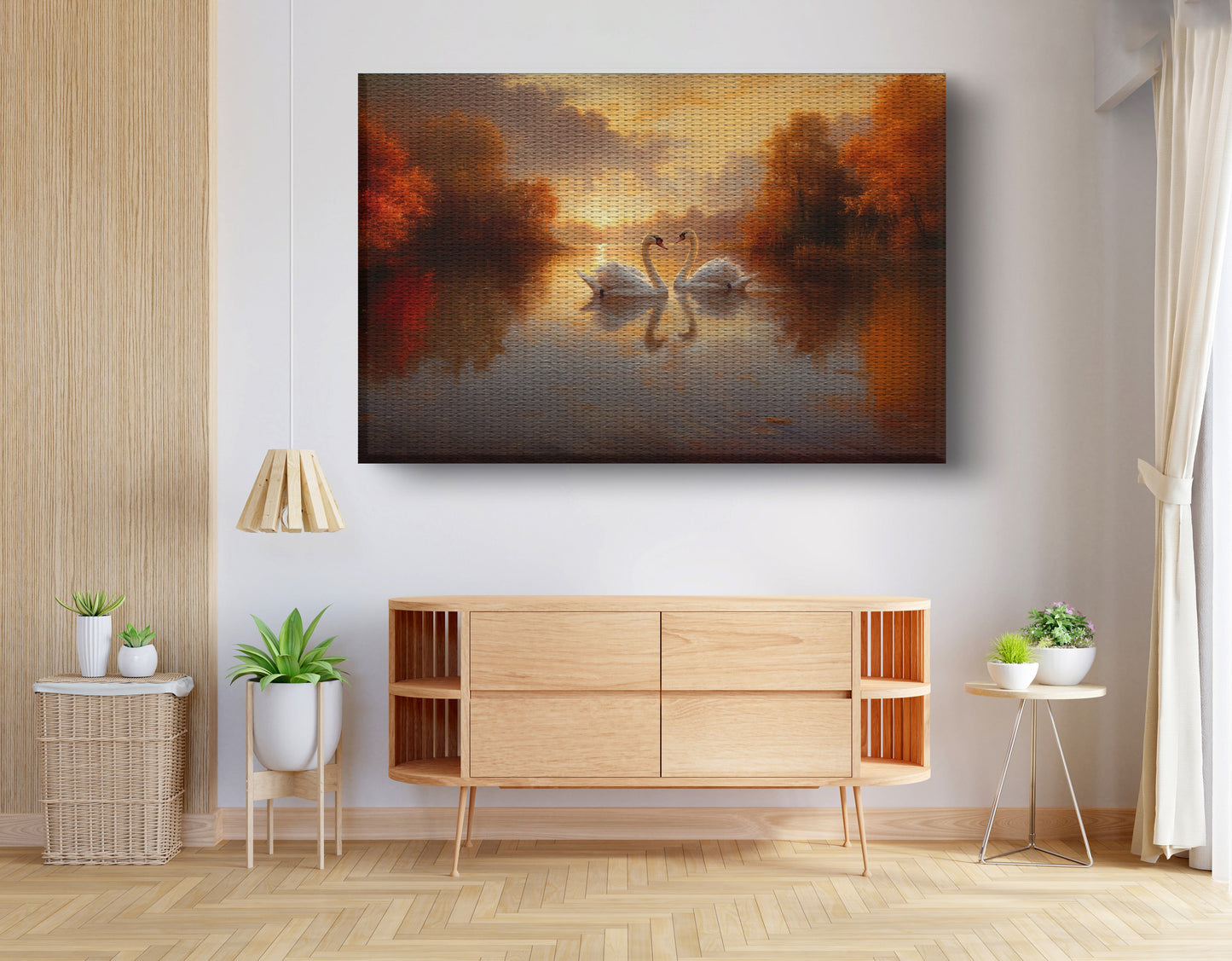 Romantic Swans at Sunset Black love wall art view 14