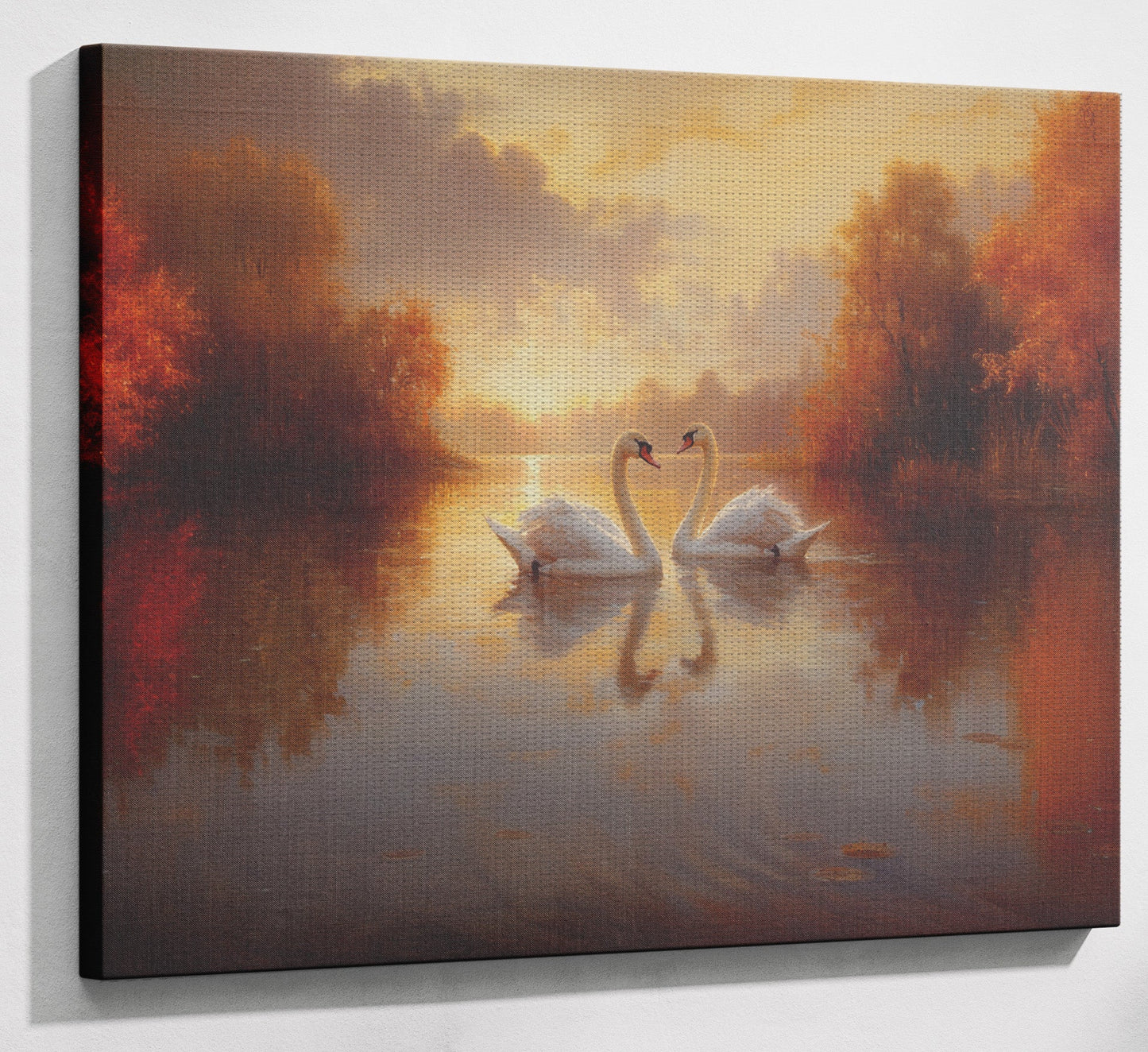 Romantic Swans at Sunset Black love wall art view 13