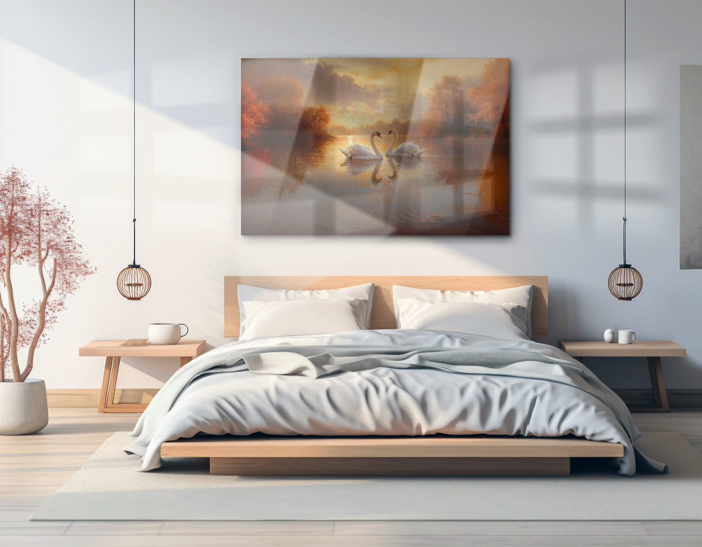 Romantic Swans at Sunset Black love wall art view 19