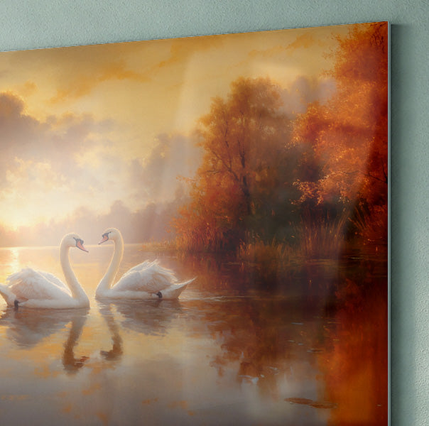 Romantic Swans at Sunset Black love wall art view 20