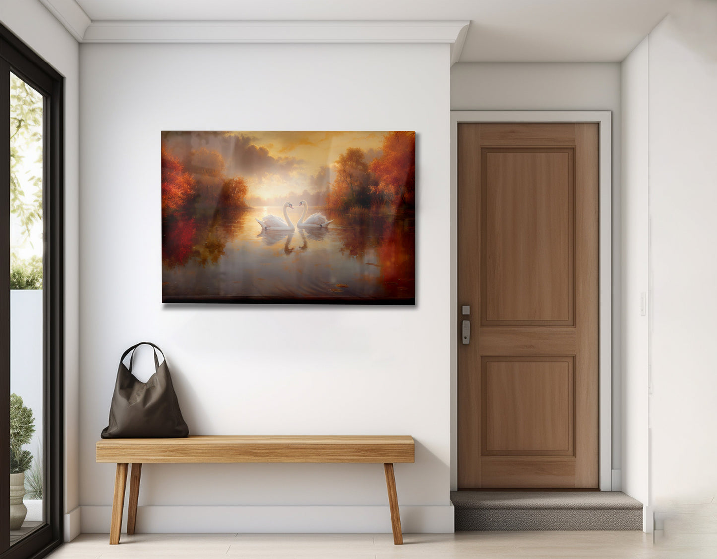 Romantic Swans at Sunset Black love wall art view 21