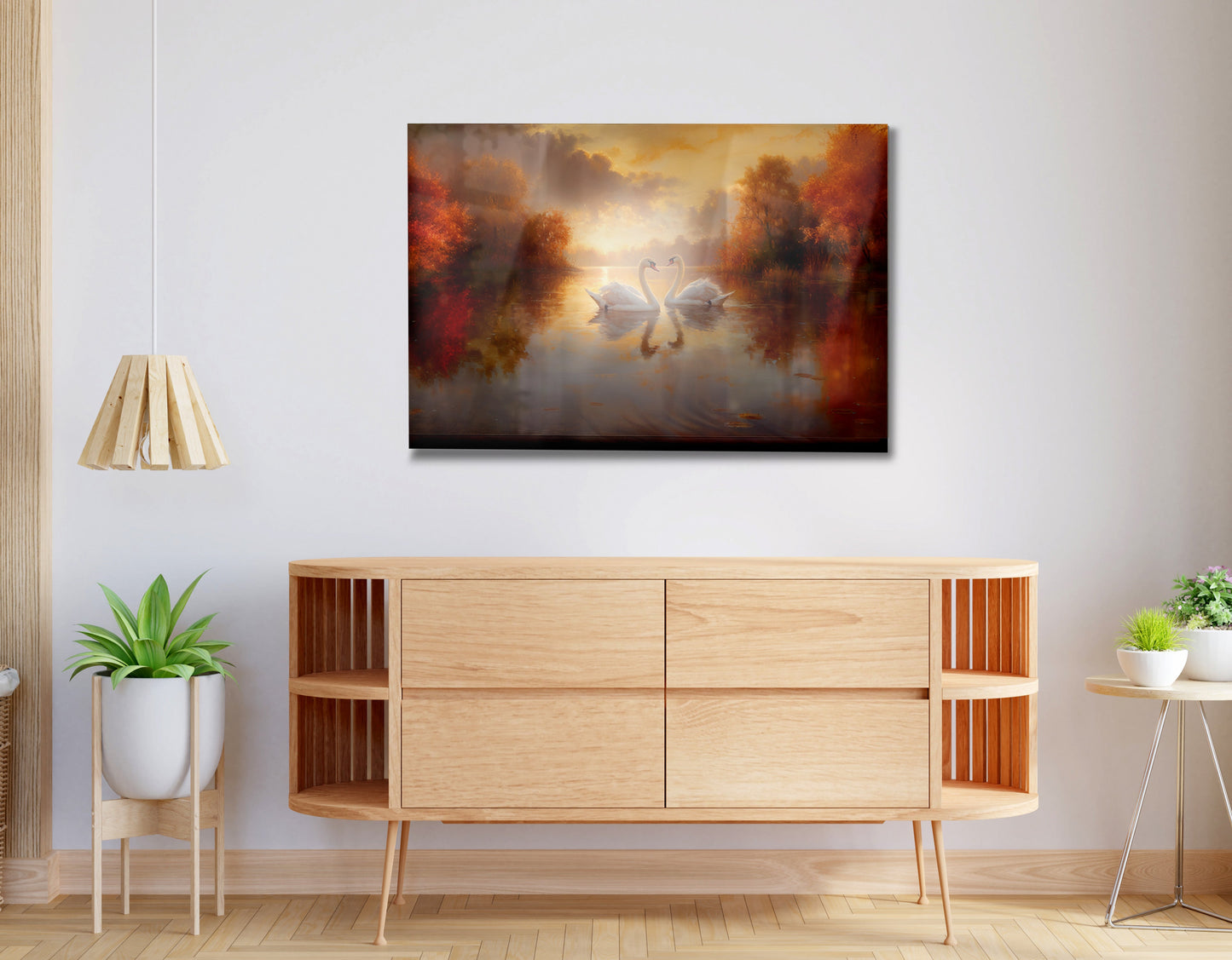 Romantic Swans at Sunset Black love wall art view 23
