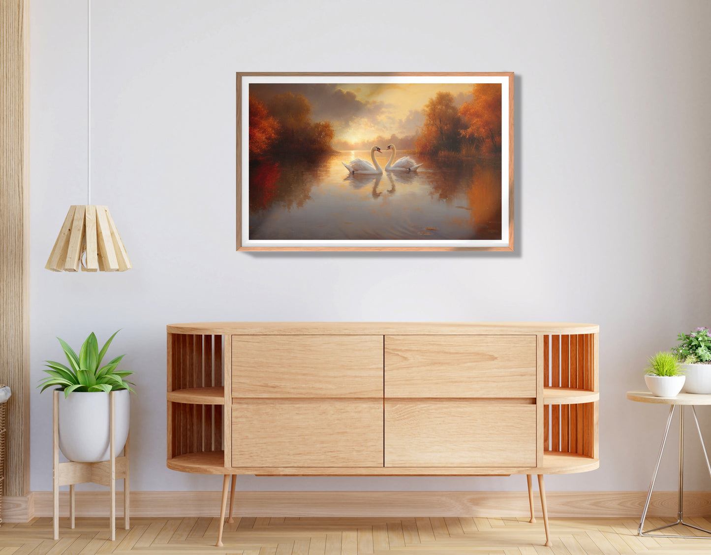 Romantic Swans at Sunset Black love wall art view 80