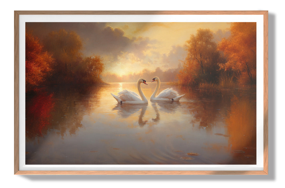 Romantic Swans at Sunset Black love wall art view 79