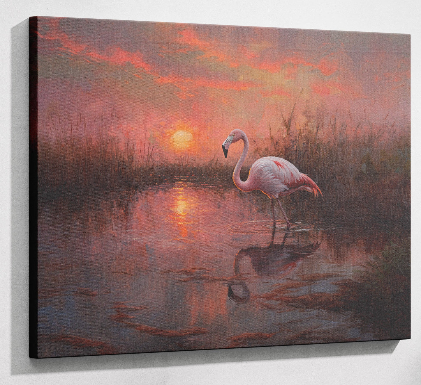 Flamingo Lake Sunset African American canvas print canvas print with visible wall art format
