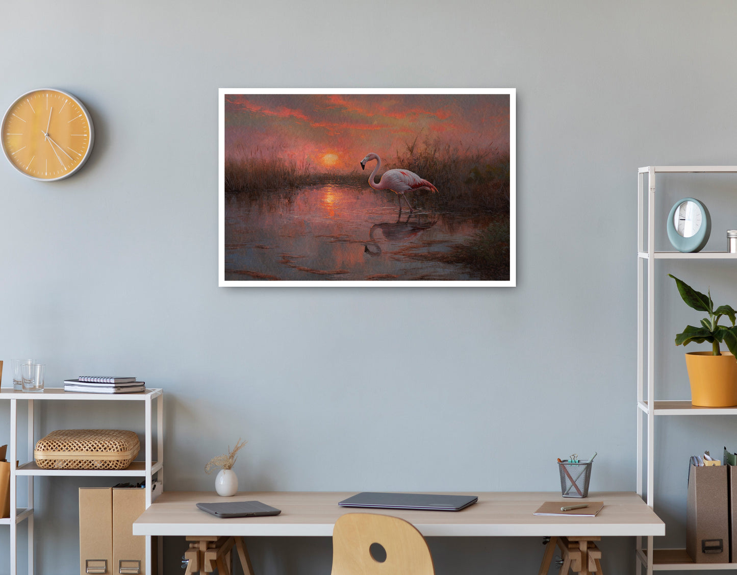 Flamingo Lake Sunset African American canvas print print view