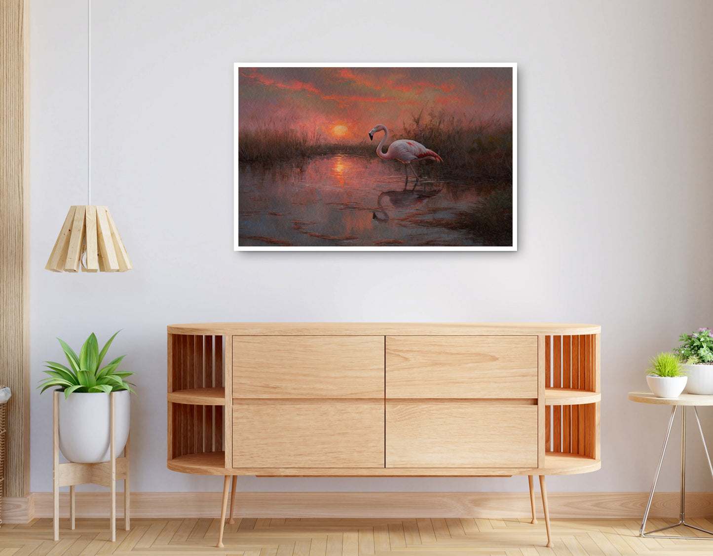 Alternate view of Flamingo Lake Sunset African American canvas print