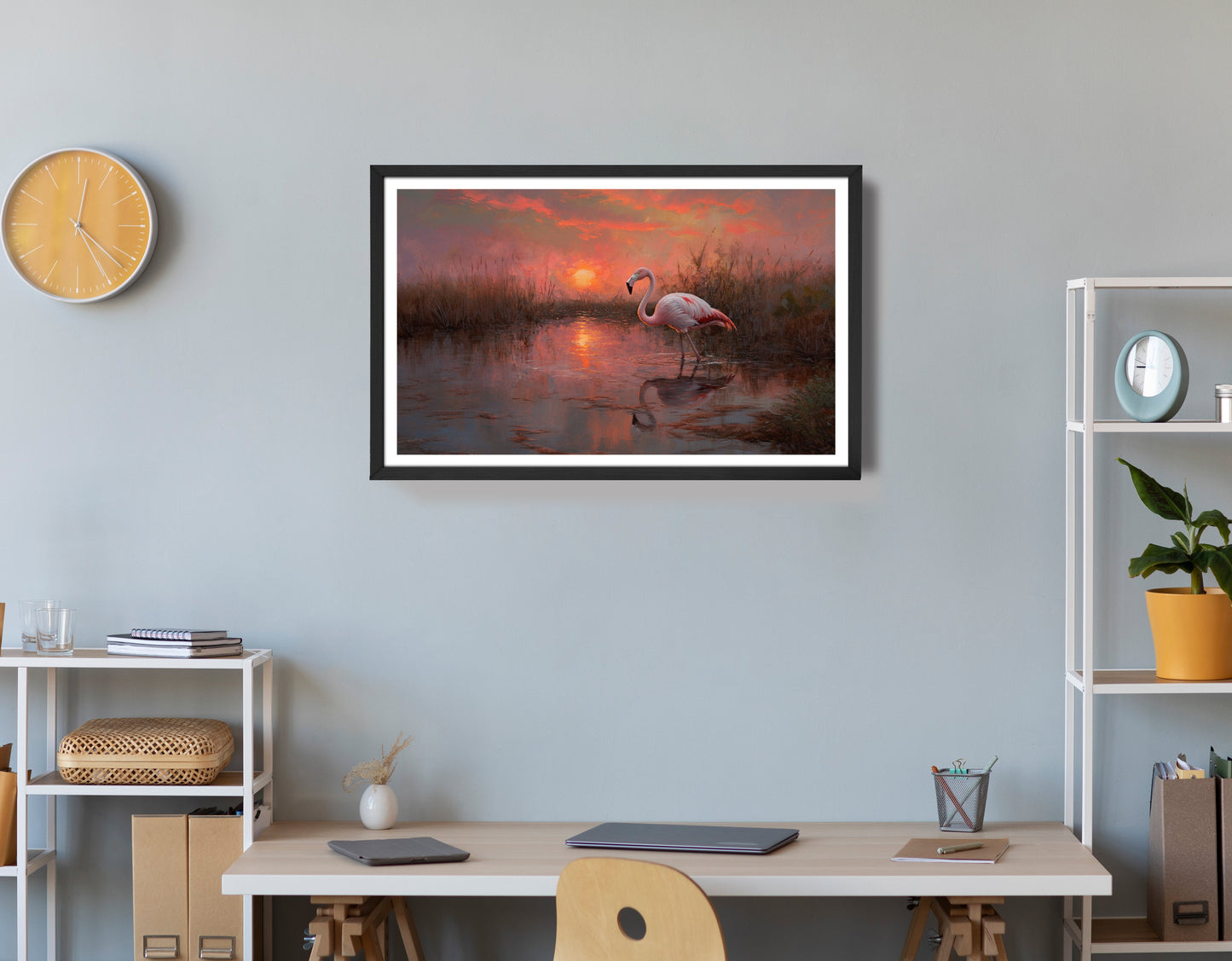 Flamingo Lake Sunset African American canvas print view 72