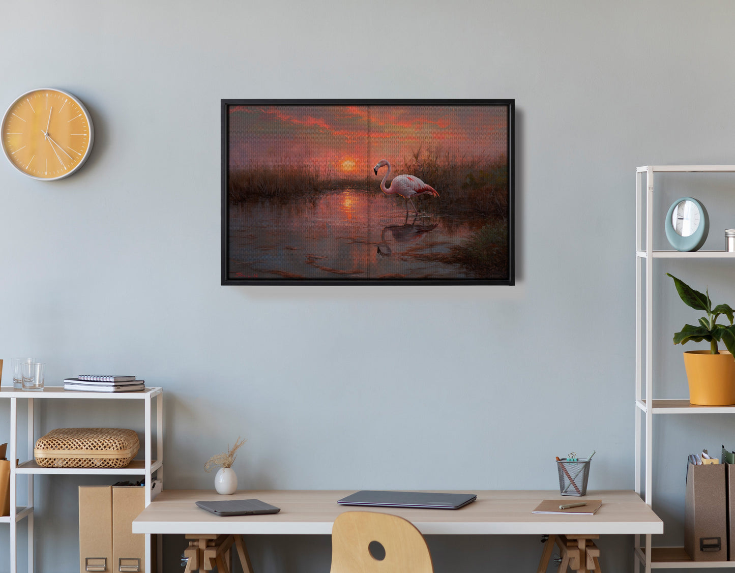 Flamingo Lake Sunset African American canvas print view 30