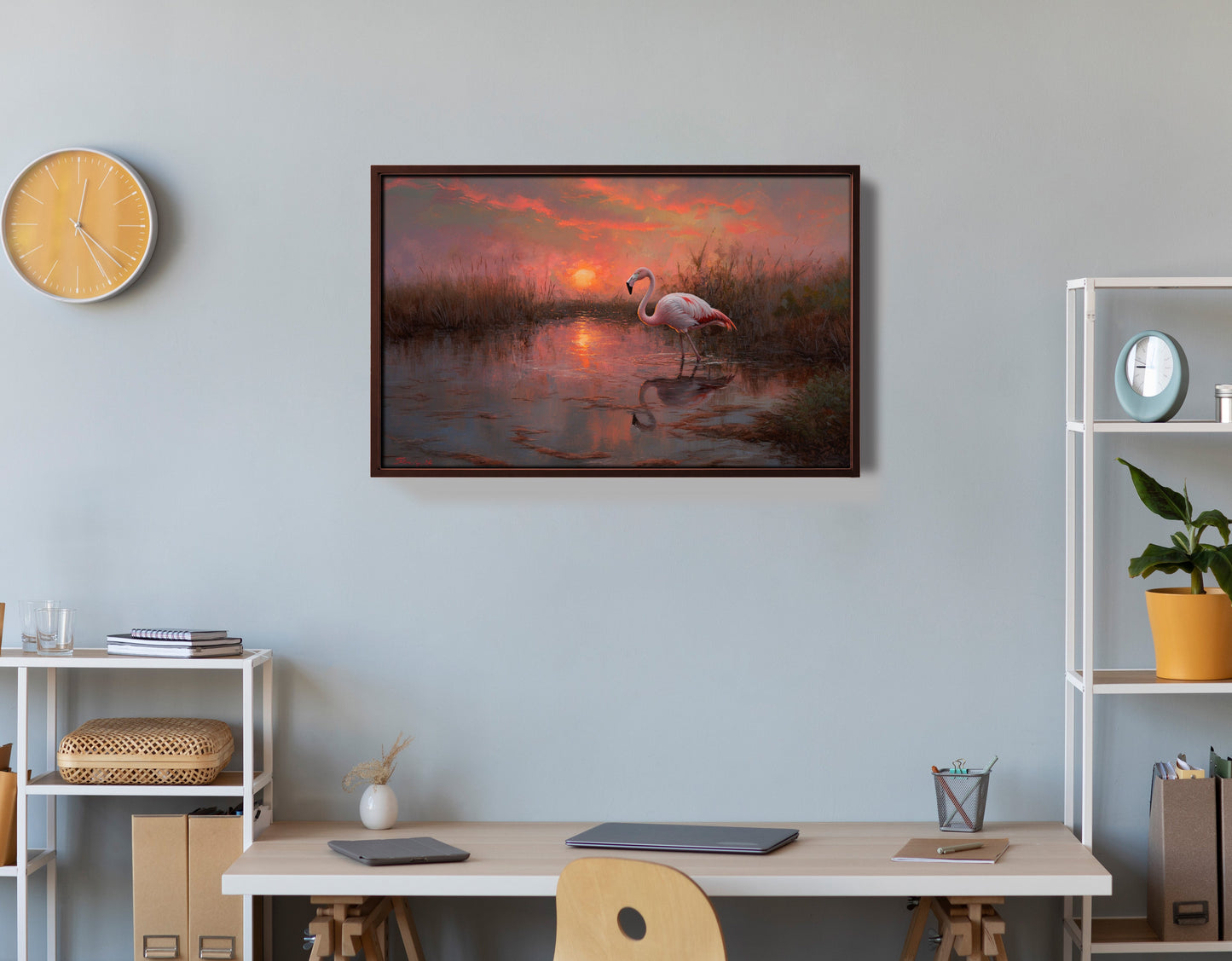 Flamingo Lake Sunset African American canvas print view 36