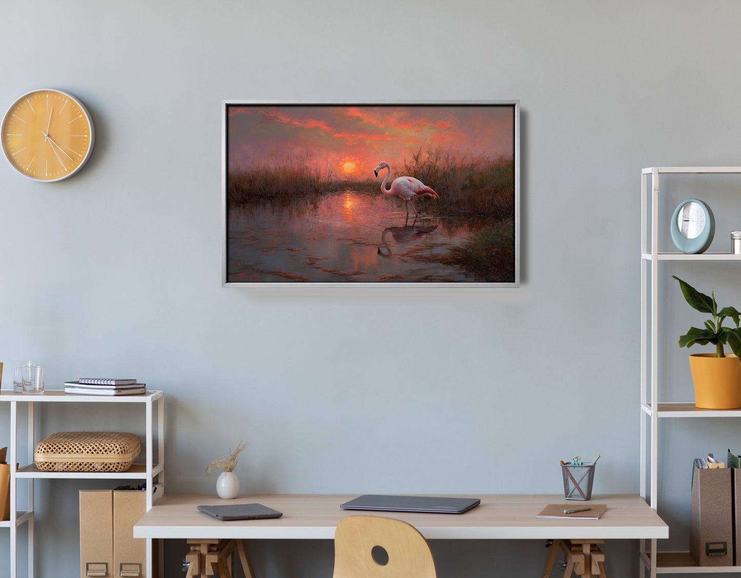 Flamingo Lake Sunset African American canvas print view 60