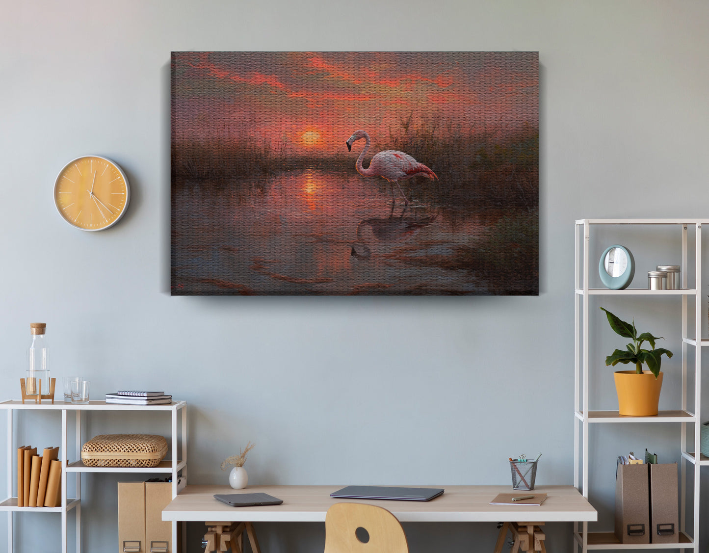 Flamingo Lake Sunset African American canvas print view 18