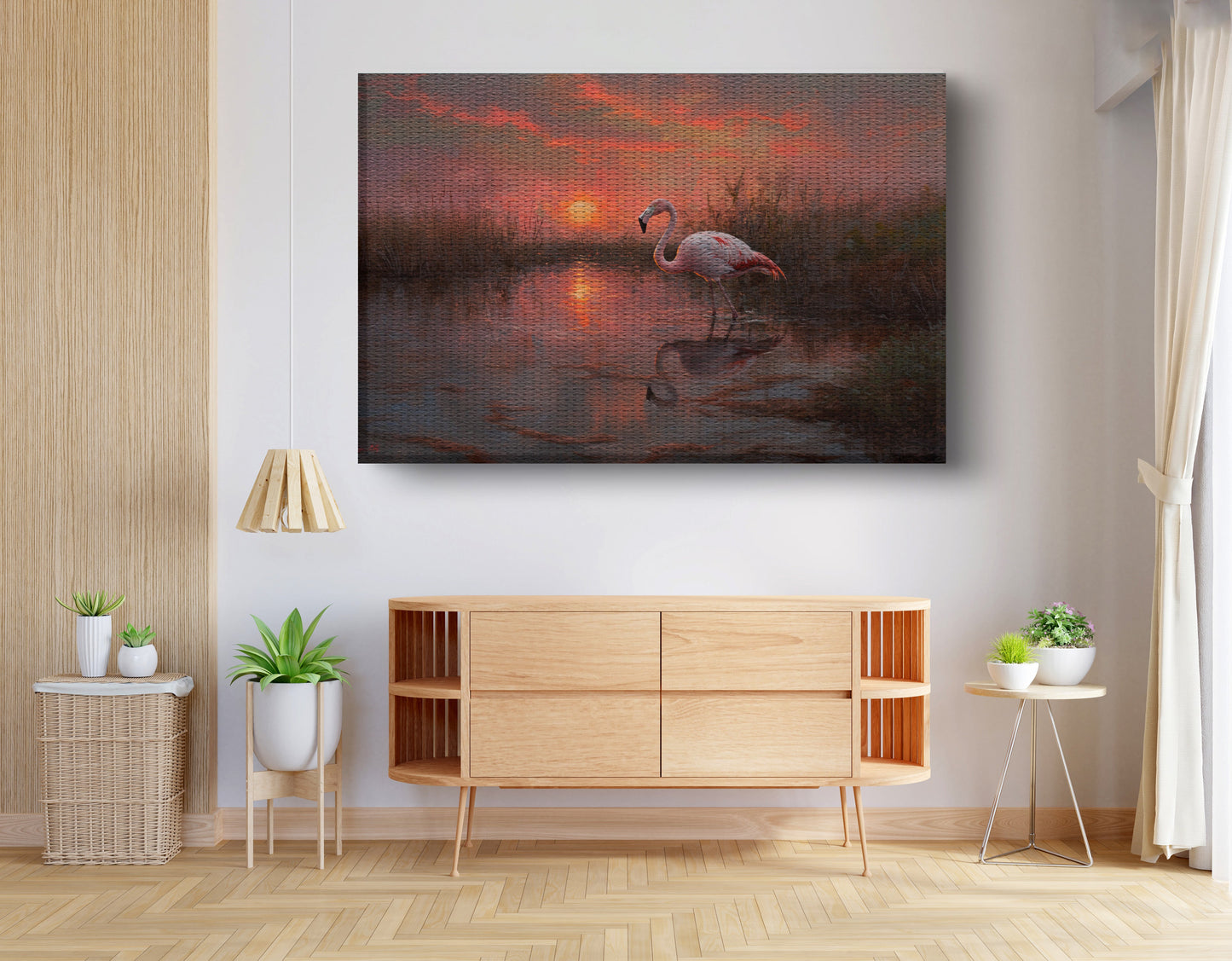 Flamingo Lake Sunset African American canvas print view 14