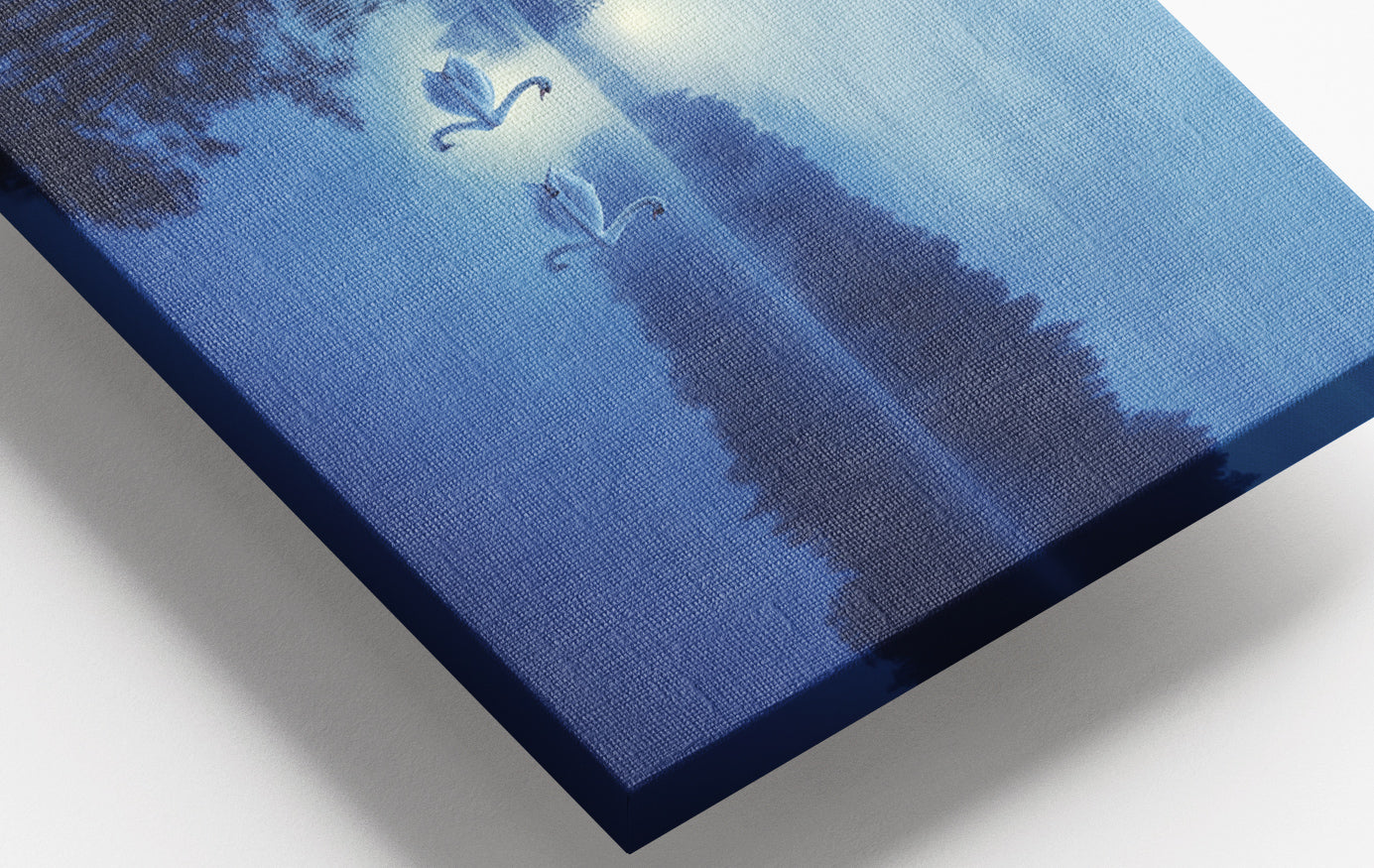 Close-up of Blue Moon Swan Lake African American canvas print detail