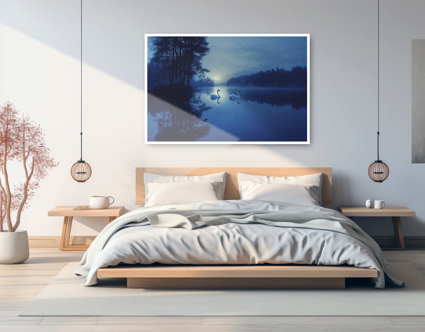 Blue Moon Swan Lake African American canvas print artwork view
