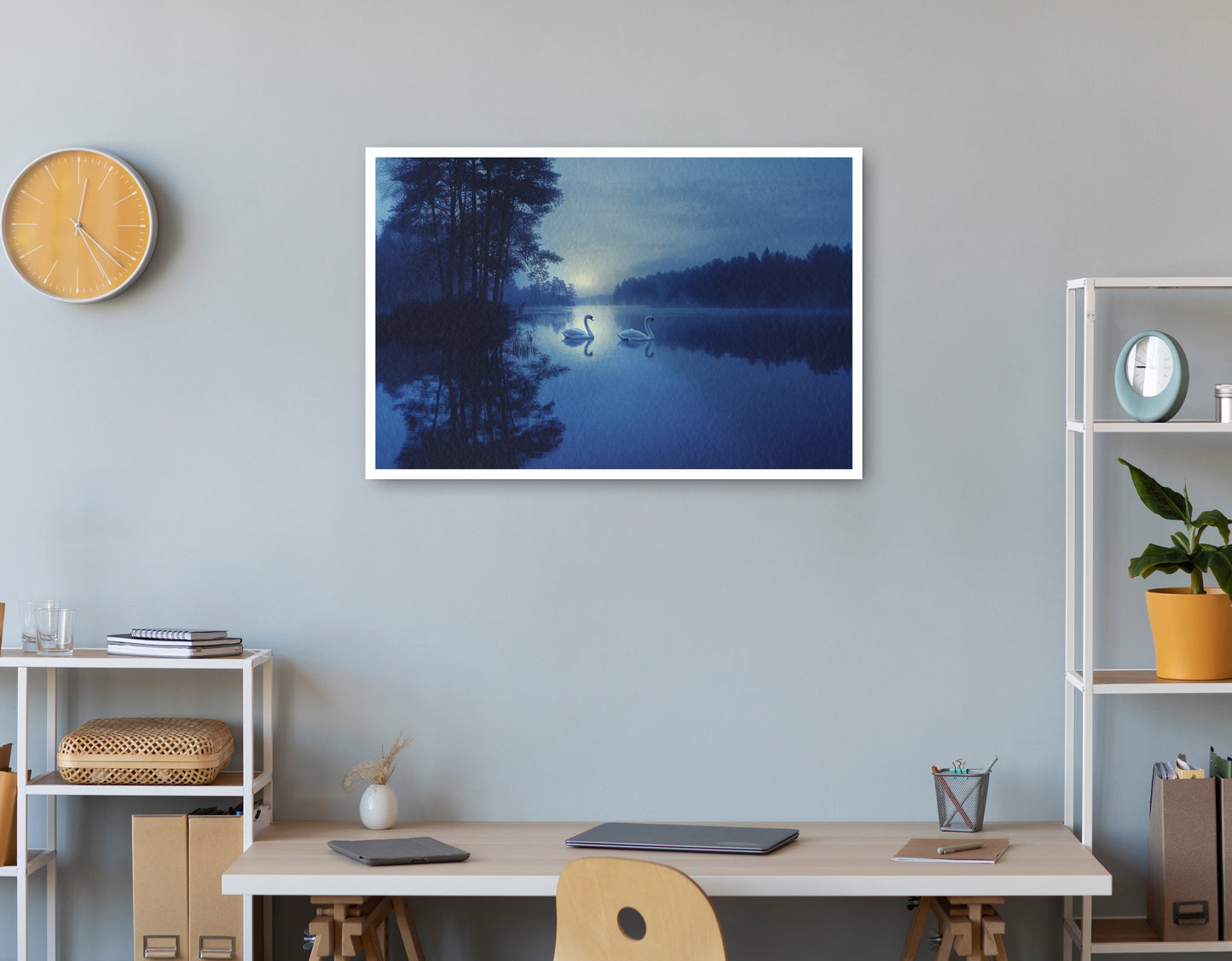 Blue Moon Swan Lake African American canvas print print view