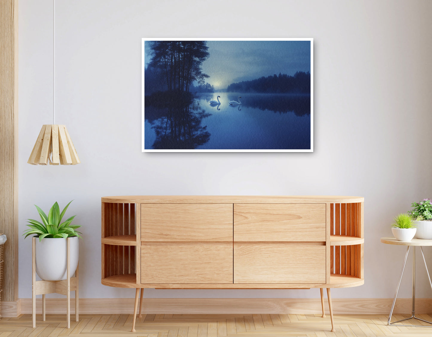 Alternate view of Blue Moon Swan Lake African American canvas print