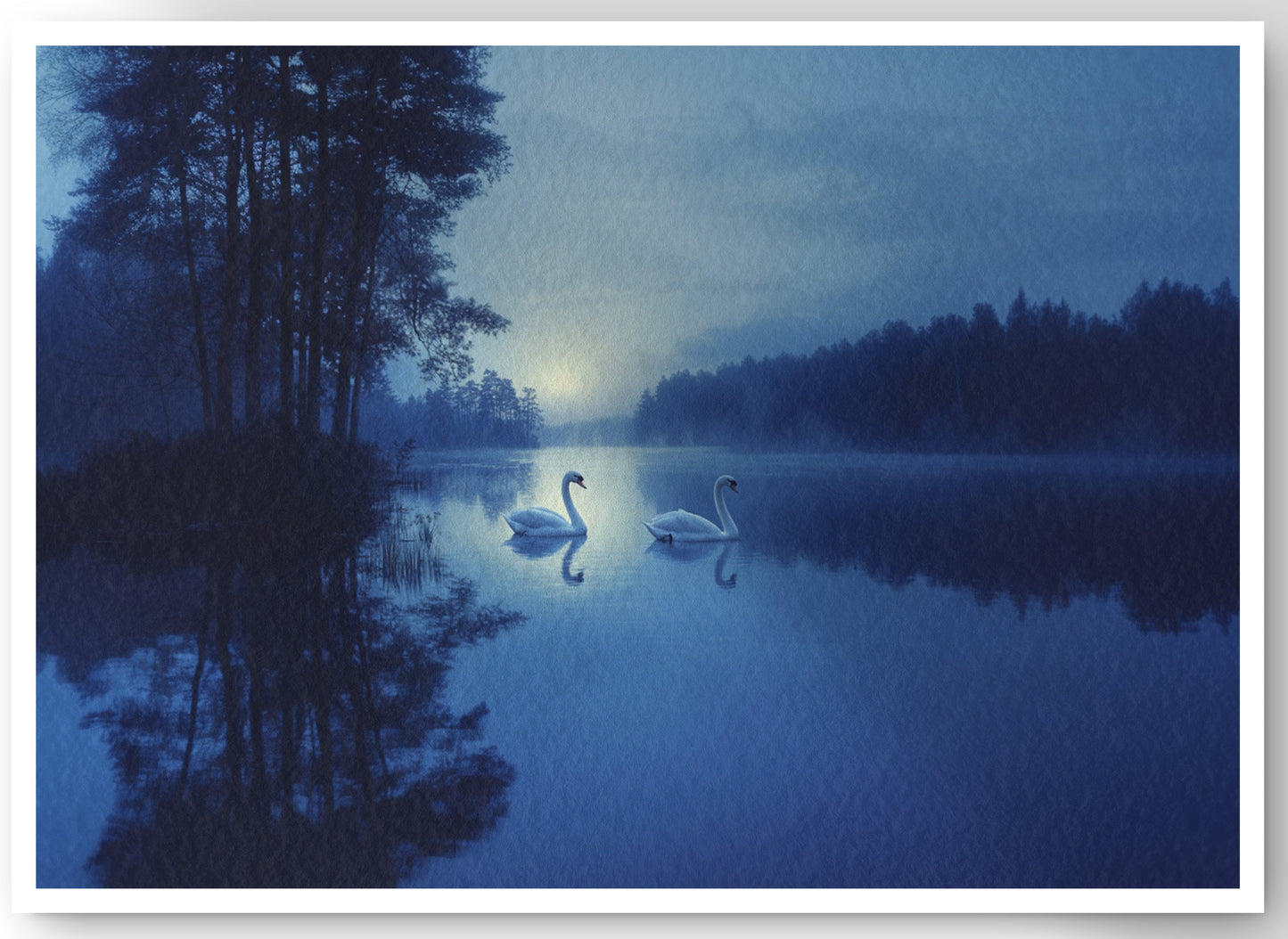 Blue Moon Swan Lake African American canvas print by MoomZee Artwork