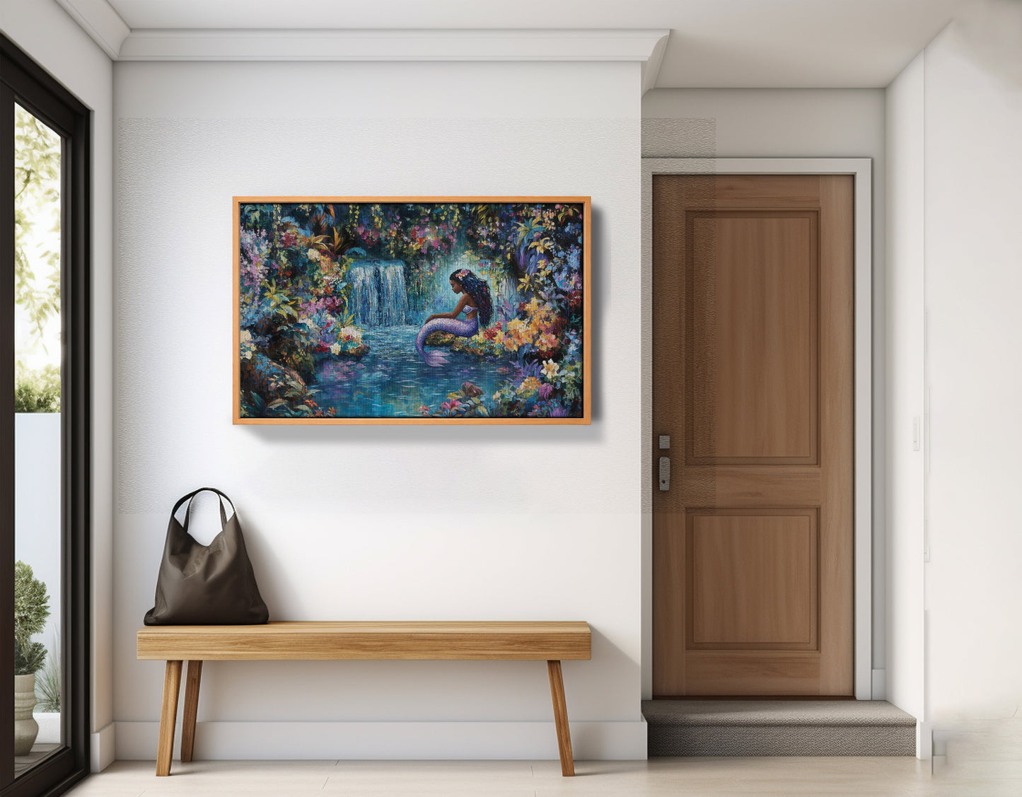 Black Mermaid Waterfall Fantasy African American canvas print view 47
