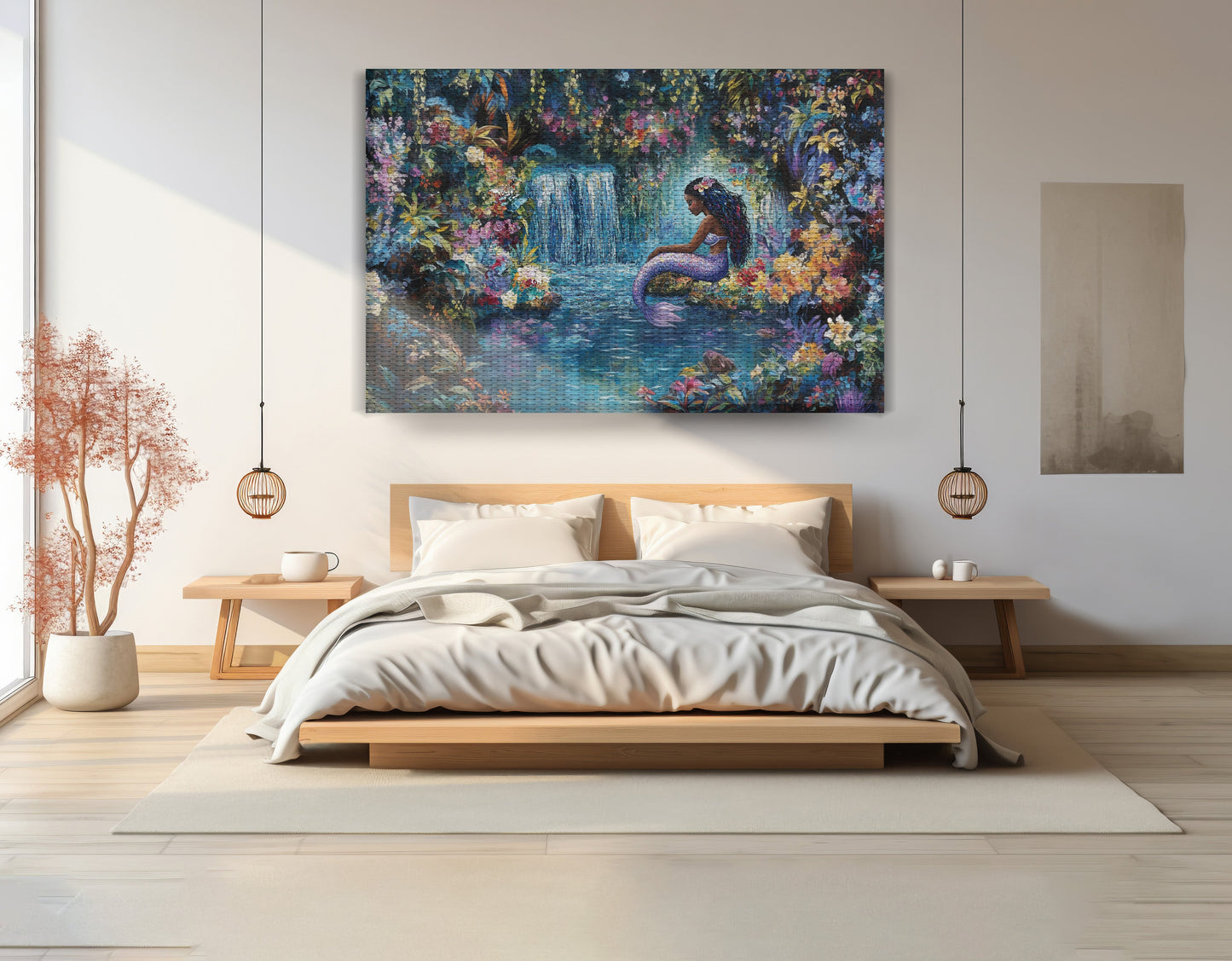 Black Mermaid Waterfall Fantasy African American canvas print view 15