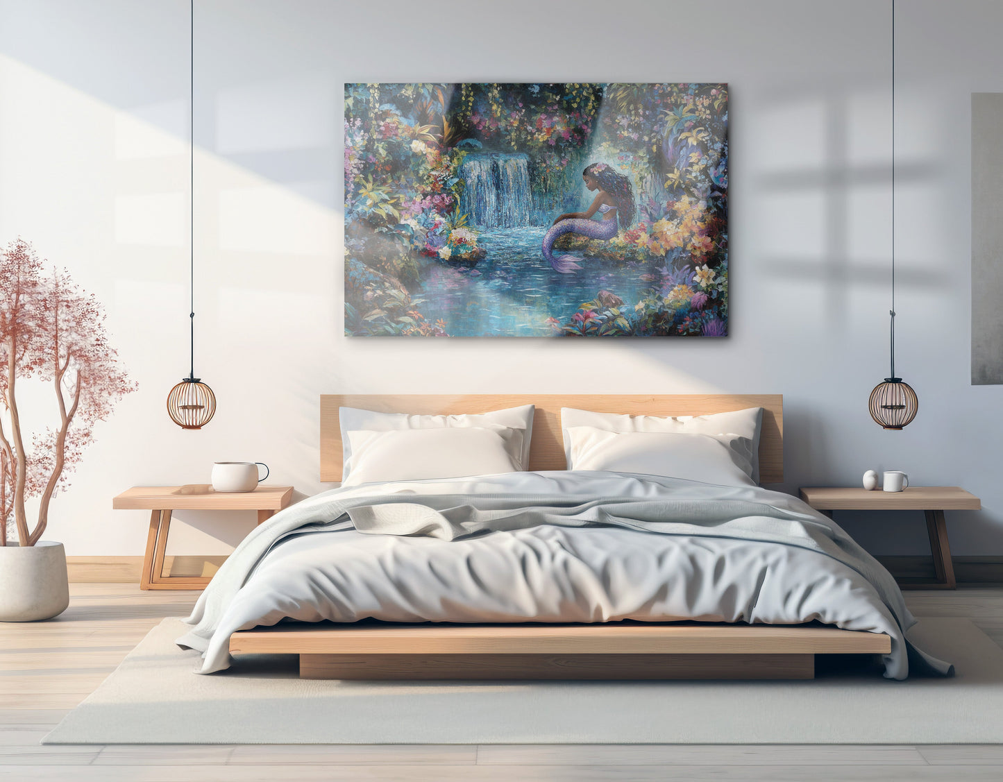 Black Mermaid Waterfall Fantasy African American canvas print view 21