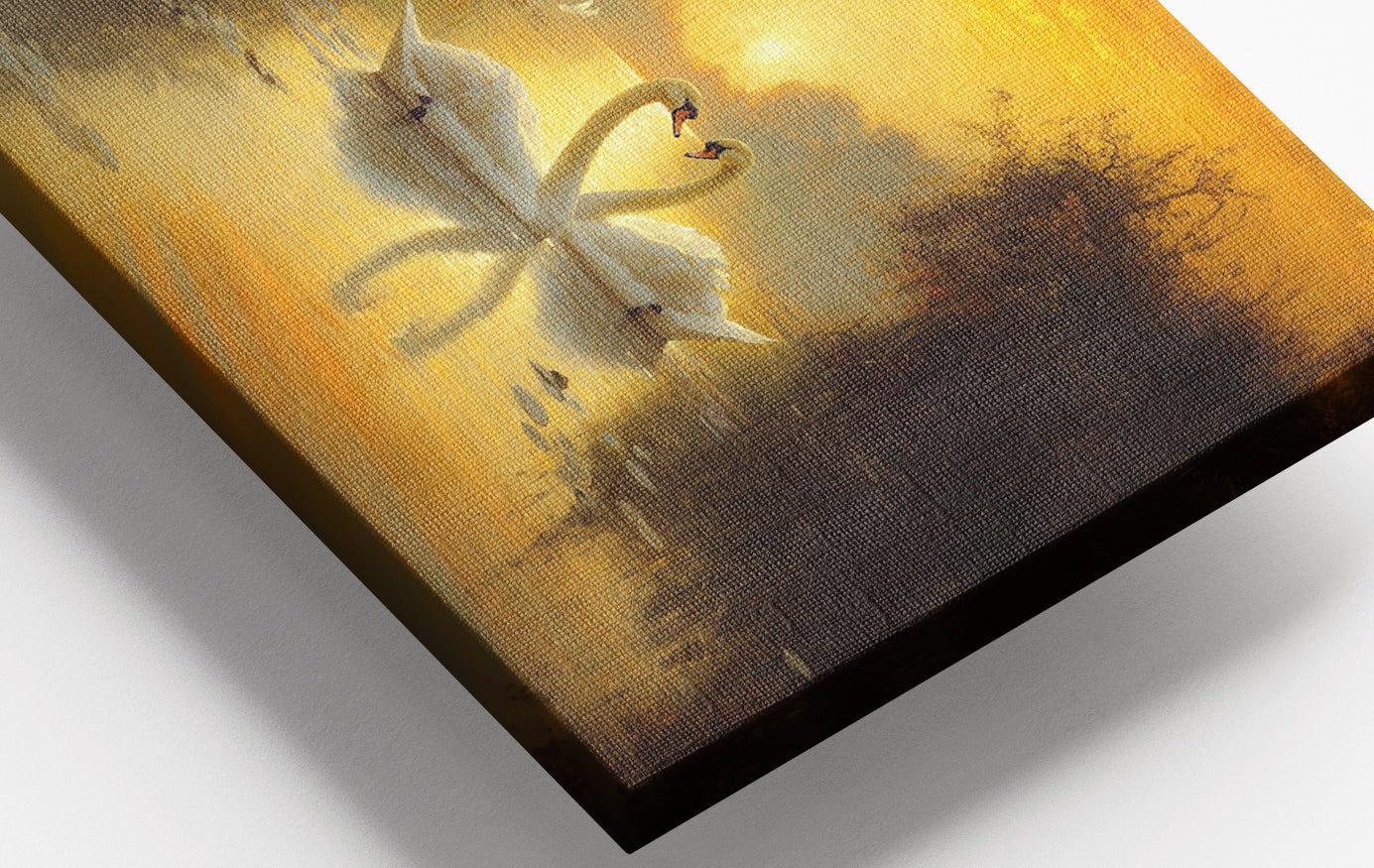 Close-up of Golden Swan Lake African American canvas print detail