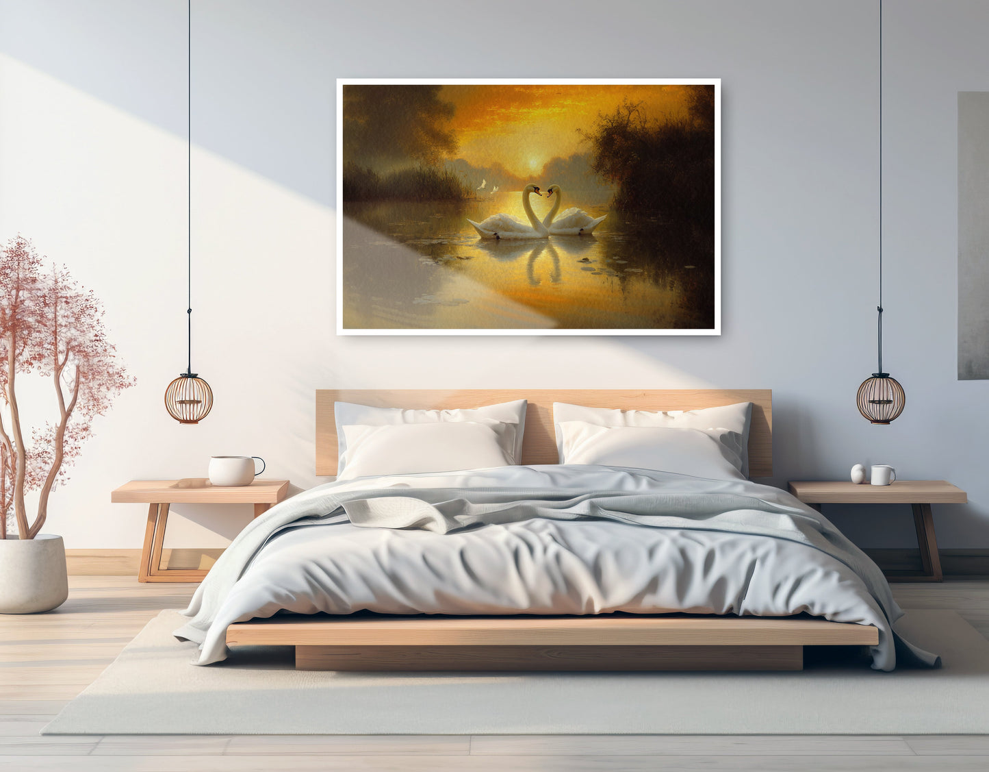 Golden Swan Lake African American canvas print artwork view