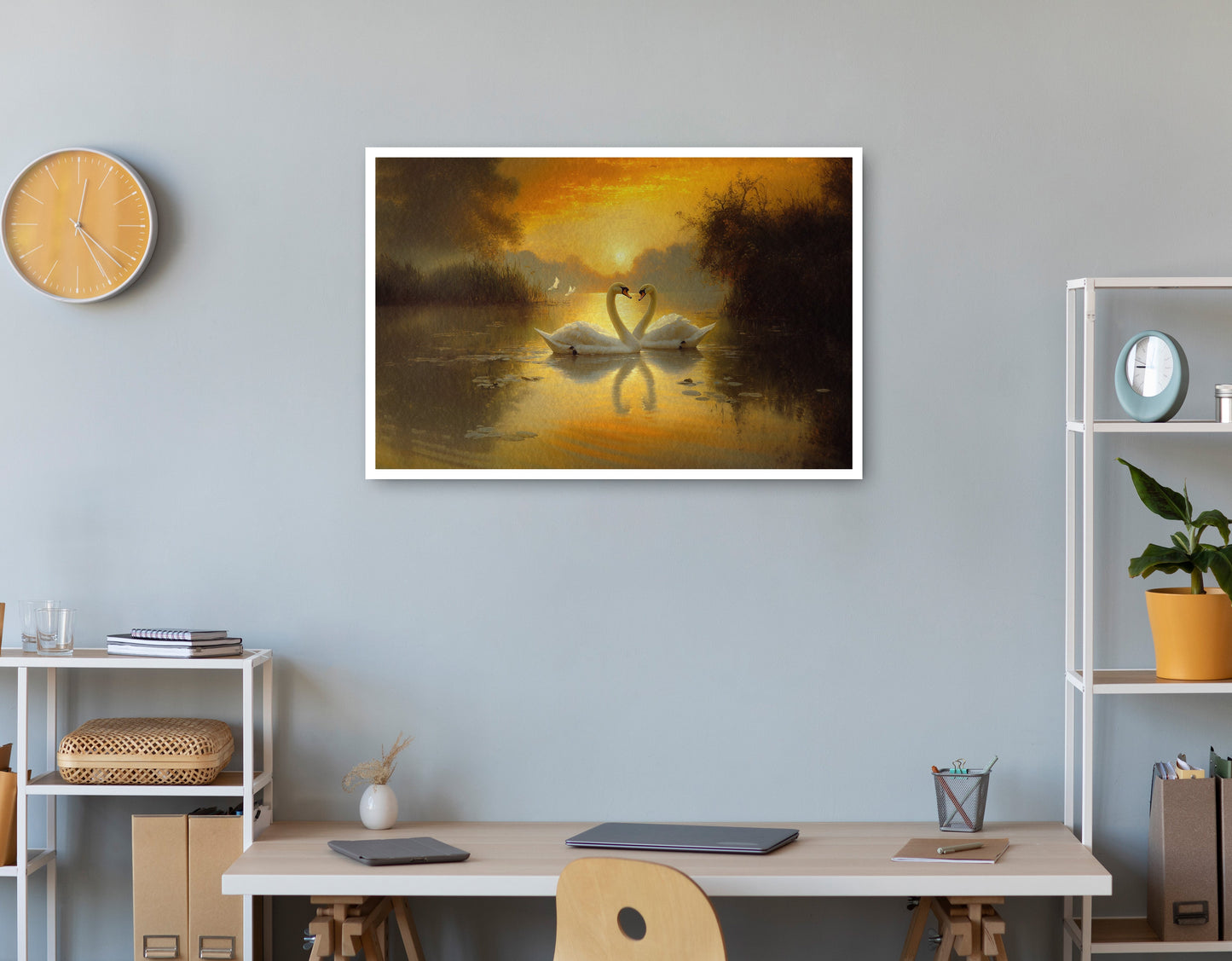 Golden Swan Lake African American canvas print print view