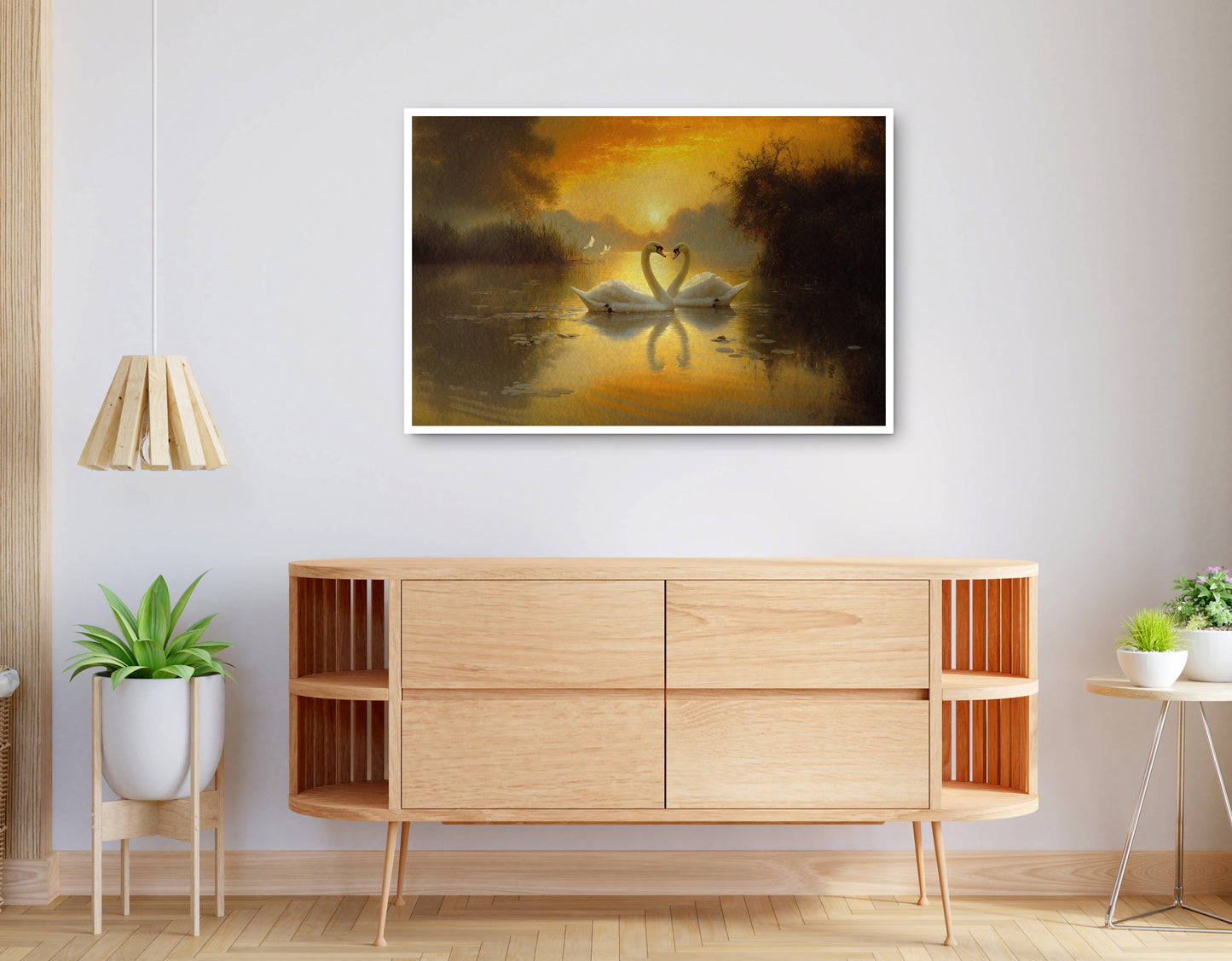 Alternate view of Golden Swan Lake African American canvas print
