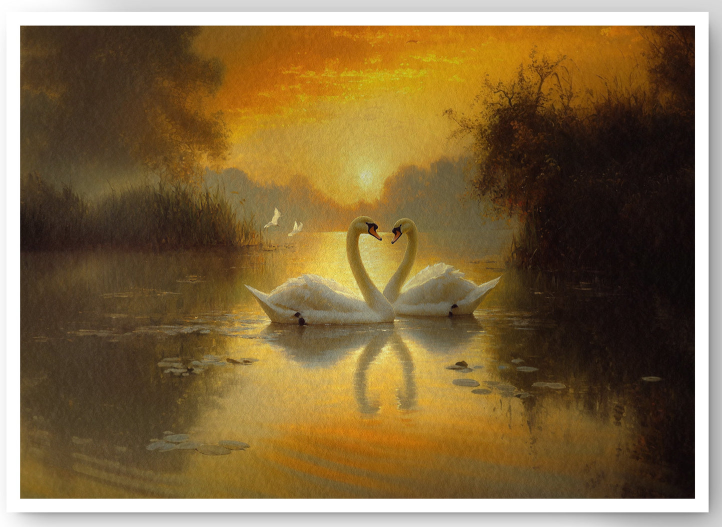 Golden Swan Lake African American canvas print by MoomZee Artwork