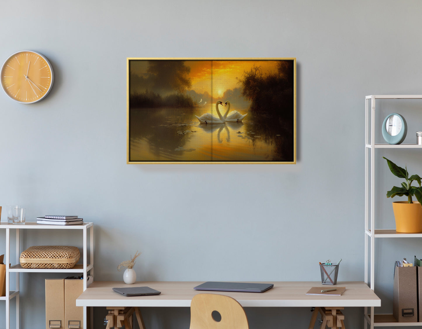 Golden Swan Lake African American canvas print view 42