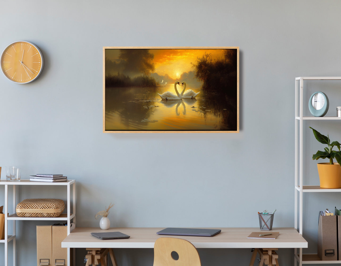 Golden Swan Lake African American canvas print view 54