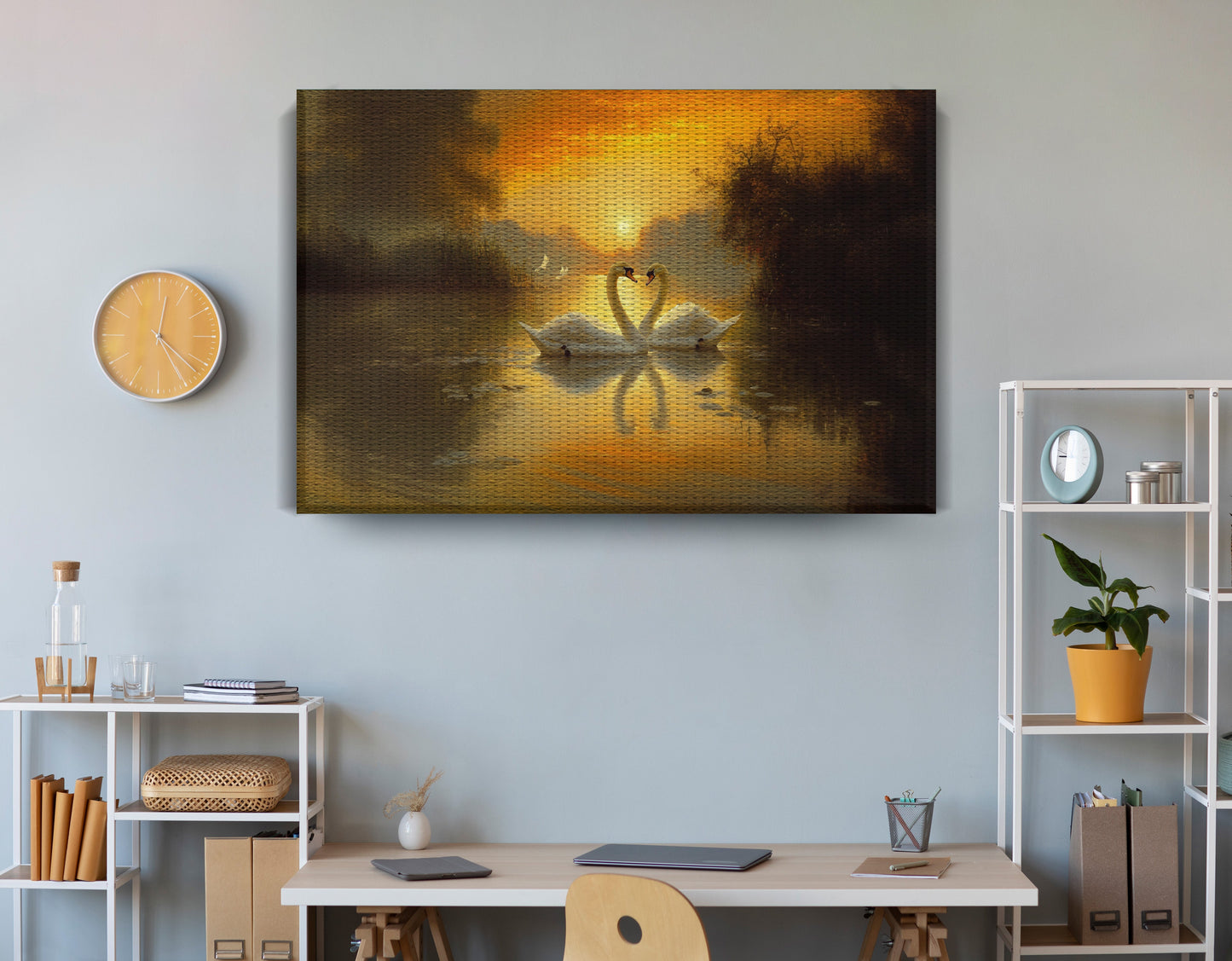 Golden Swan Lake African American canvas print view 18